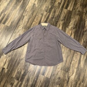 Woolrich Men's Grey Flannel Long Sleeve Button-Down Shirt Front Pockets Size XL‎